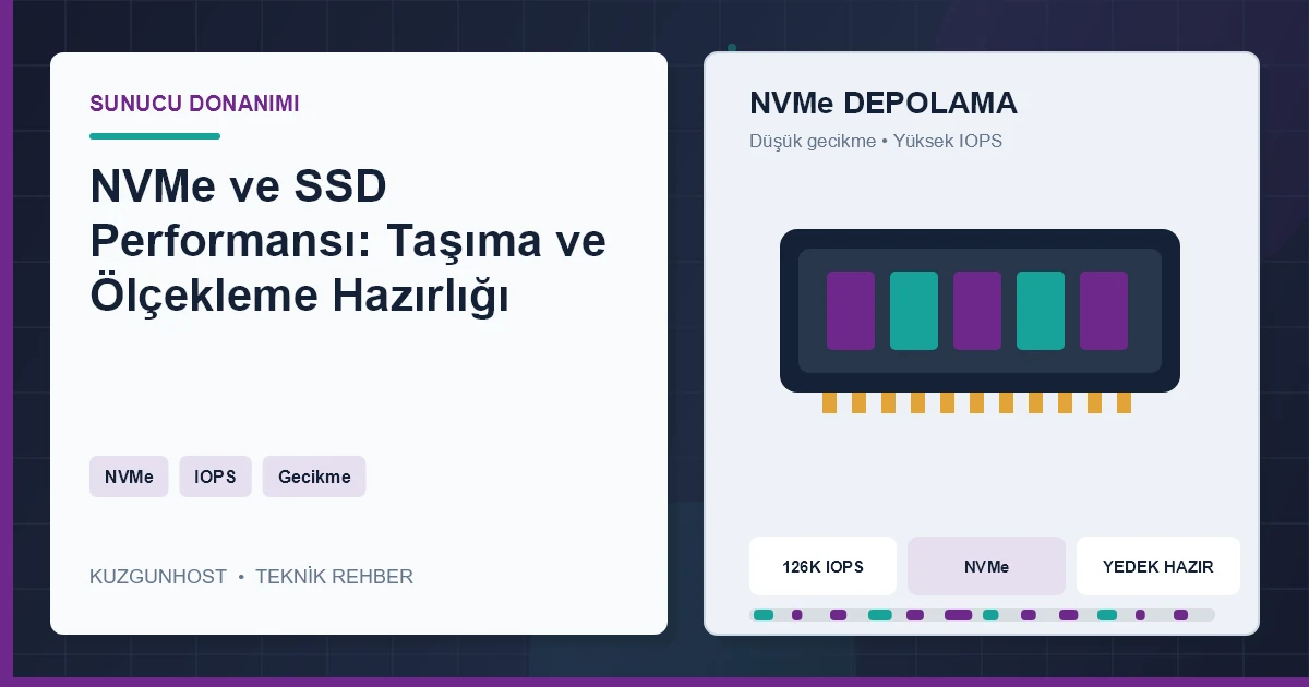 Sunucu kasasında yüksek hızlı NVMe depolama birimleri